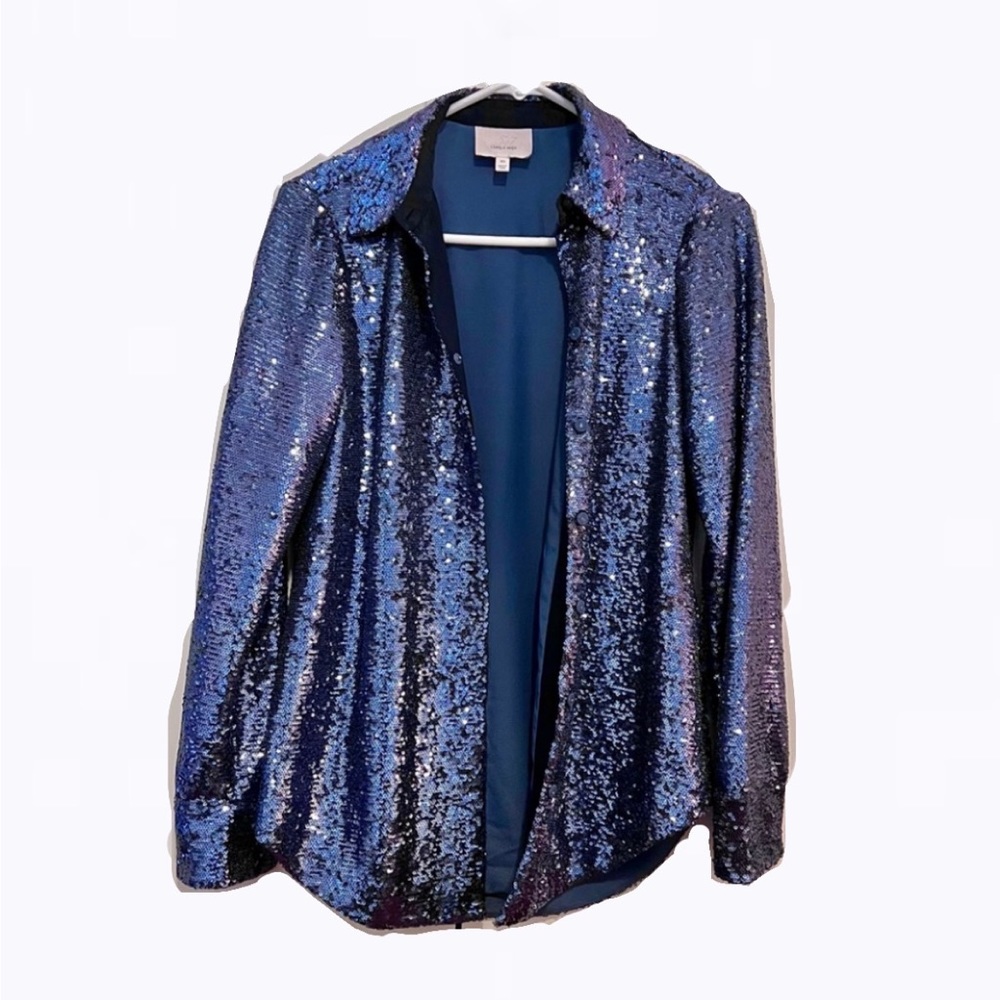 Cinq a sept blue sequined blazer jacket, great conditions like new